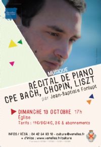 Récital de Piano - CPE Bach, Chopin, Liszt,. Le dimanche 13 octobre 2013 à Venelles. Bouches-du-Rhone.  17H00
